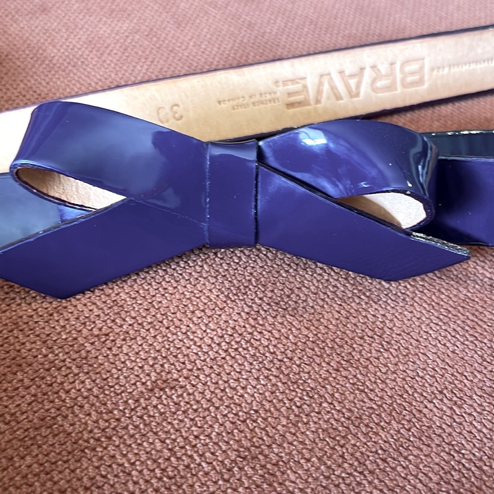 Brave Leather Patten Leather Bow Belt 30”
